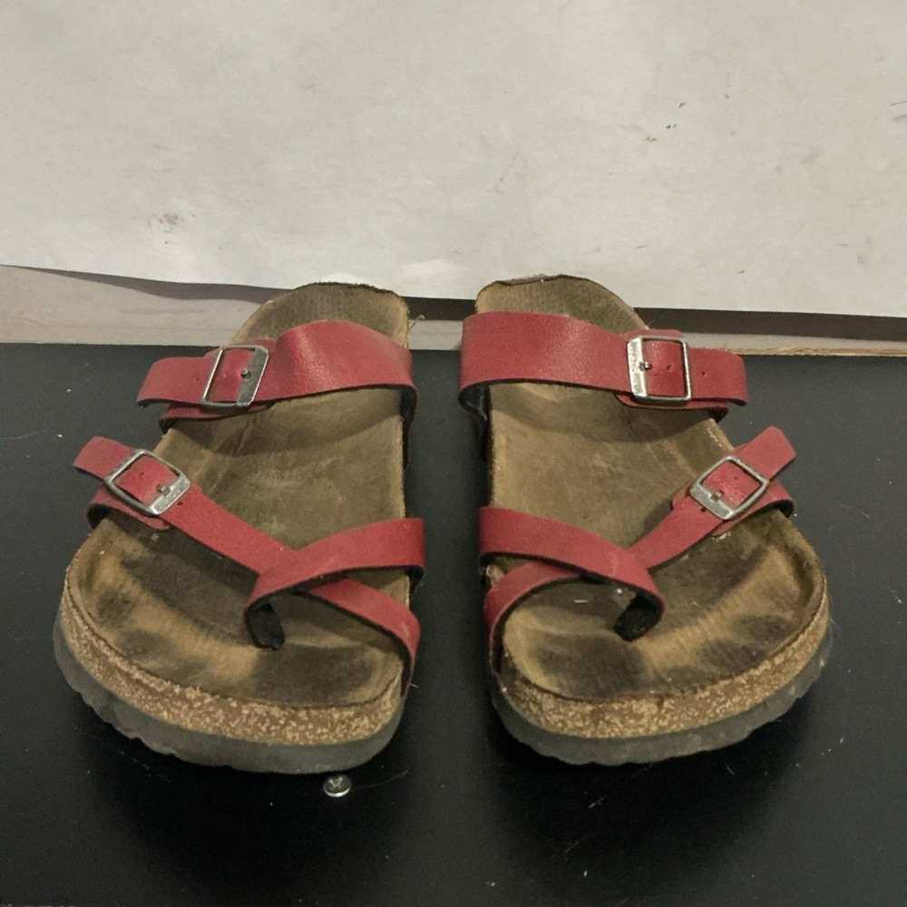 Birkenstock Mayari Red Birko-Flor Sandals Womens Size 10 US 41 EU Buckle Flat